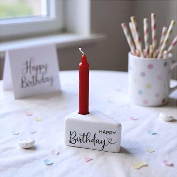 Deko Tortenstück Kerzenhalter Pustekuchen Kuchenstück Happy Birthday Geburtstag aus Raysin - Artikel-Nr. 1100059